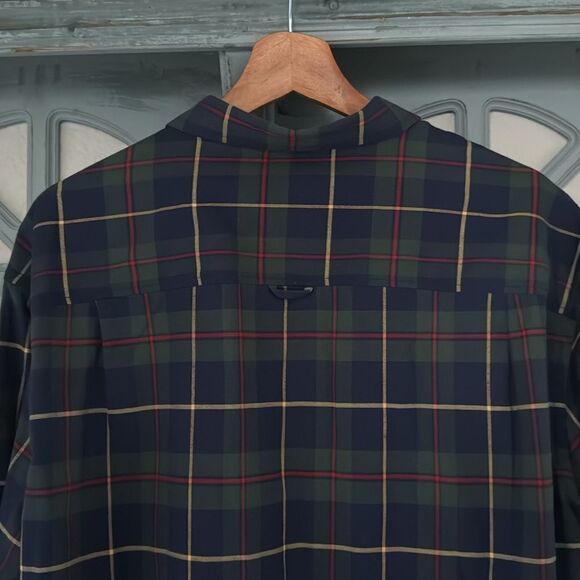 NWT Club Room Button Down XXL Stretch Moisture Wicking Cotton Plaid Tarten Blue - Picture 8 of 11